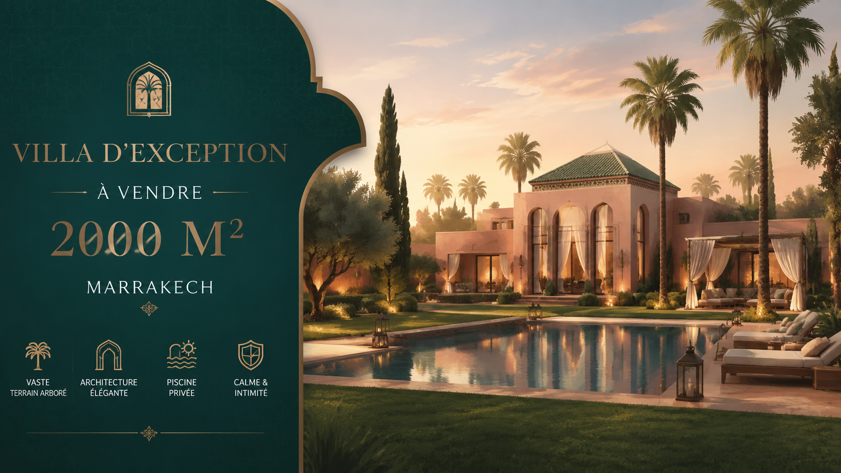 Villa de prestige de 2000 m² – Début Palmeraie (Marrakech)